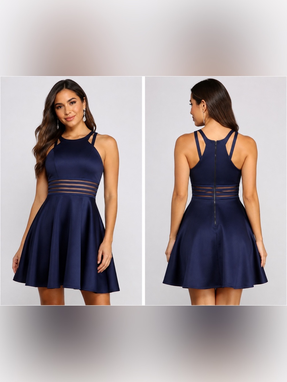 NWT City Studio Party Blue Fit & Flare Dress Size 7